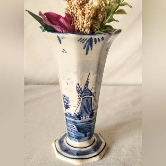 Vintage Delfts Blue Holland - Hand Painted Vase - Signed Numbered - Picture 4 of 8